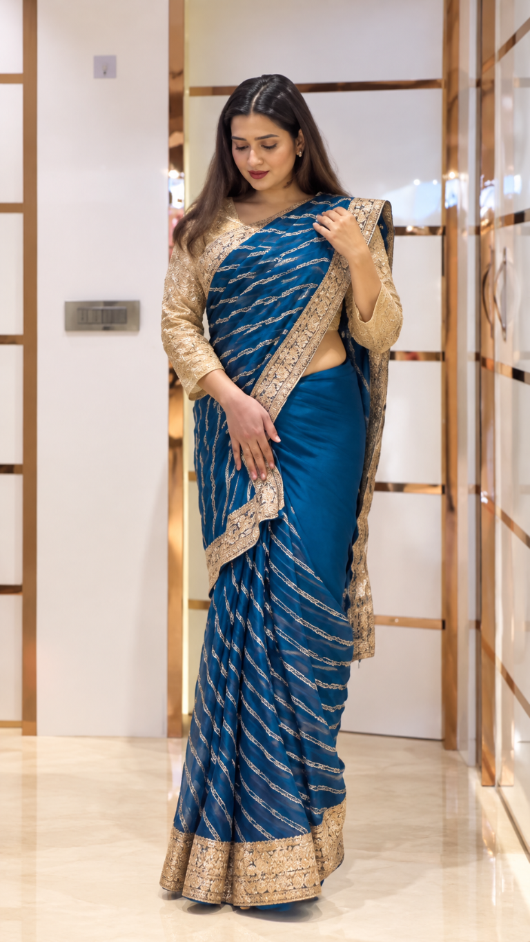 Georgette Chiffon with Lehariya Sequenced Work