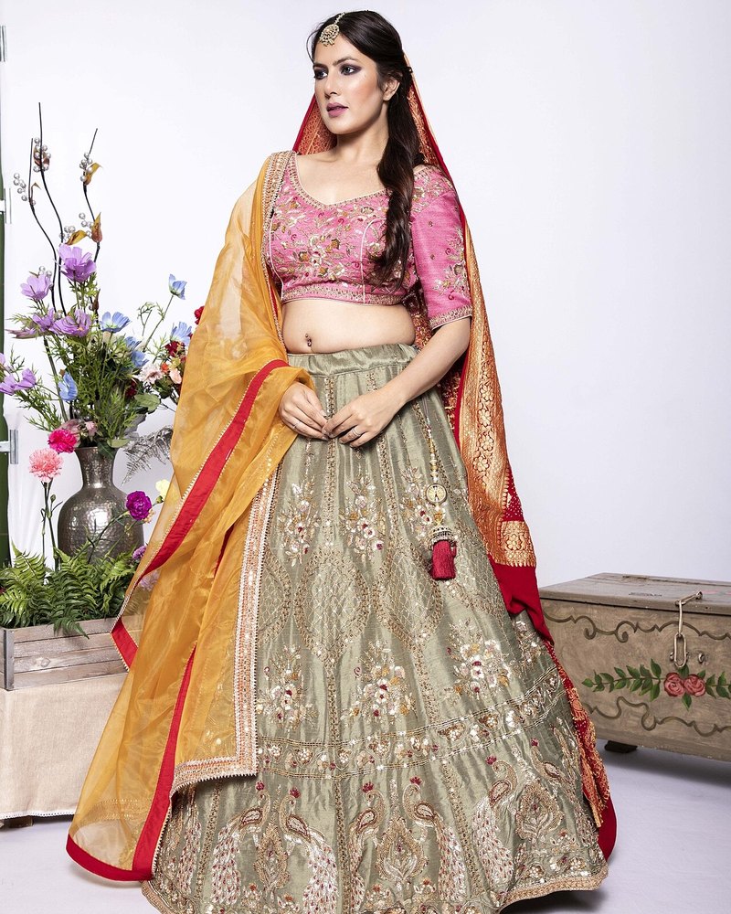 Sage Embroidered Lehenga Set