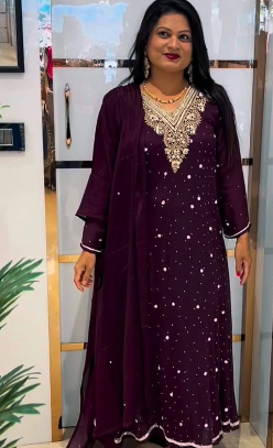 Plum Embellished Anarkali Suit